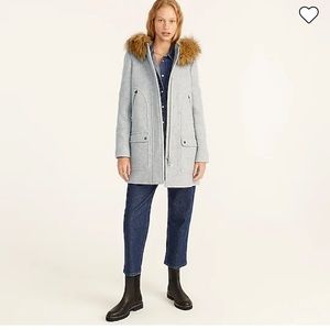 NWOT J. Crew Chateau Italian Stadium Wool Heather Gray Size 8 coat